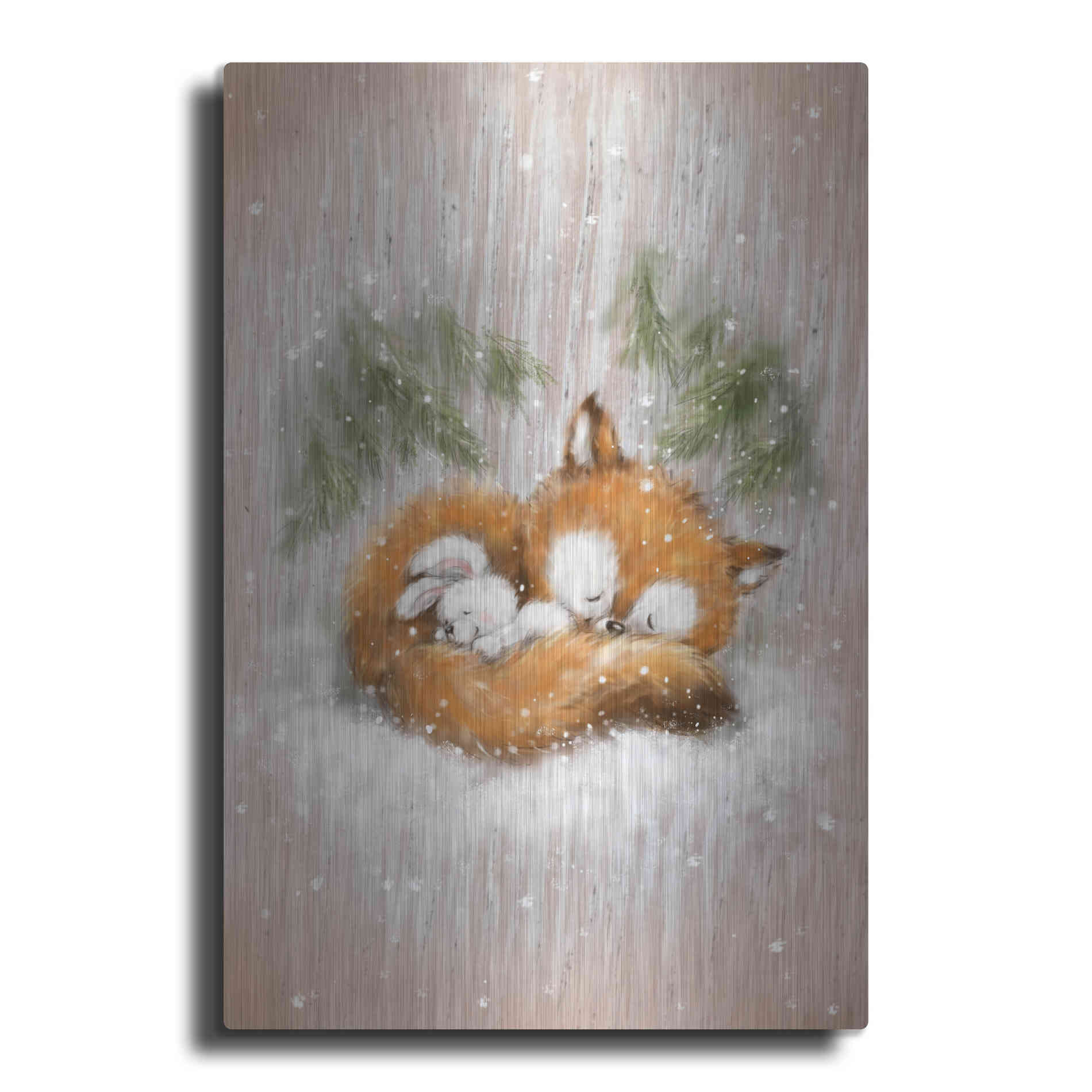Luxe Metal Art 'Fox and Rabbit 2' by Makiko, Metal Wall Art