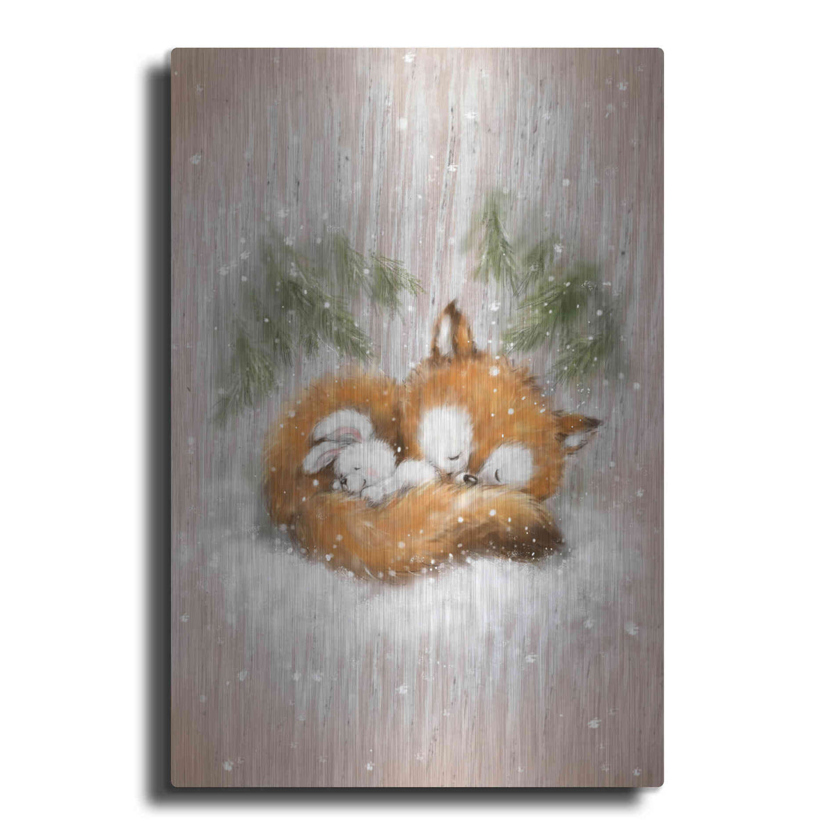 Luxe Metal Art 'Fox and Rabbit 2' by Makiko, Metal Wall Art