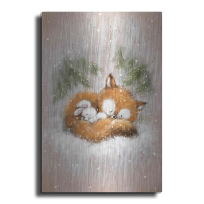 Luxe Metal Art 'Fox and Rabbit 2' by Makiko, Metal Wall Art