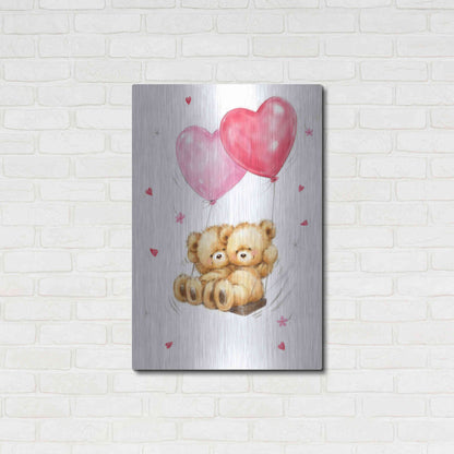 Luxe Metal Art 'Two Bears on Heart Swing' by Makiko, Metal Wall Art,24x36