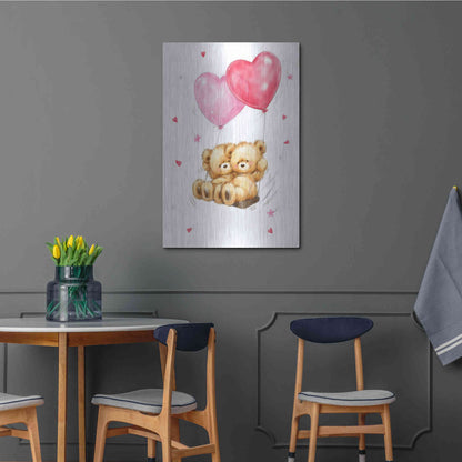 Luxe Metal Art 'Two Bears on Heart Swing' by Makiko, Metal Wall Art,24x36