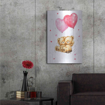 Luxe Metal Art 'Two Bears on Heart Swing' by Makiko, Metal Wall Art,24x36