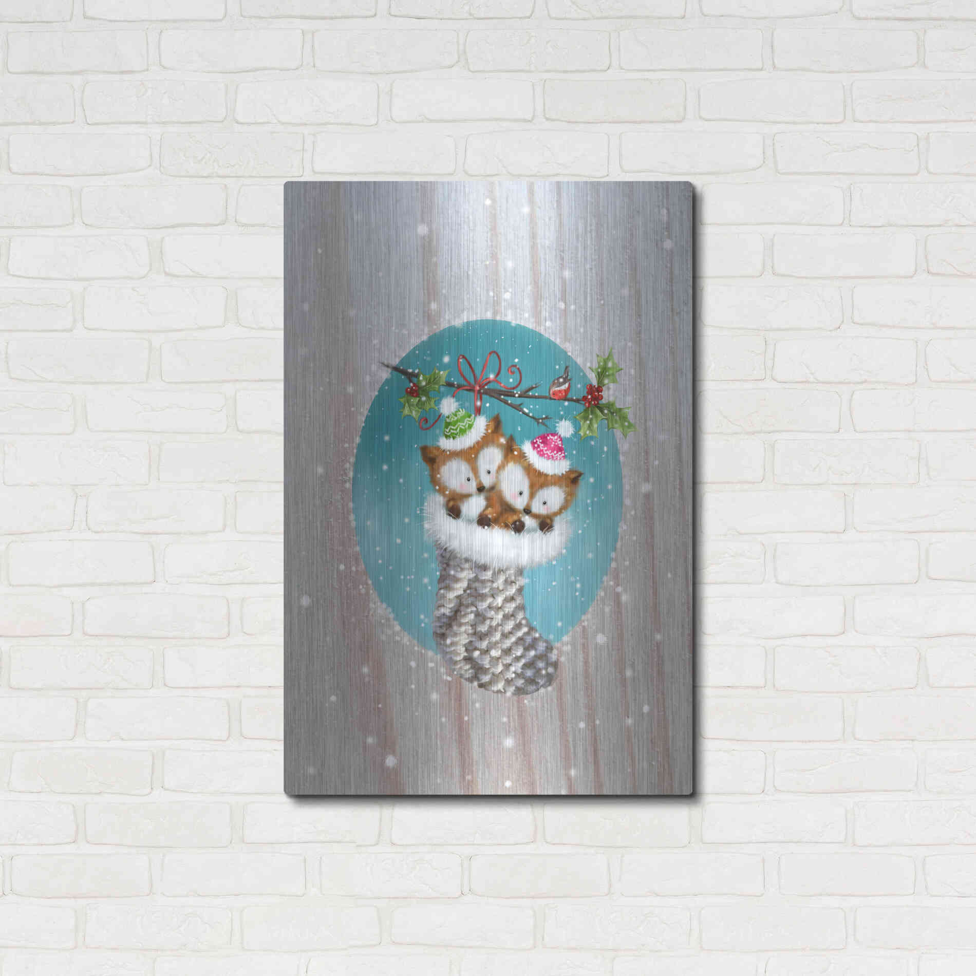 Luxe Metal Art 'Two Fox 2' by Makiko, Metal Wall Art,24x36