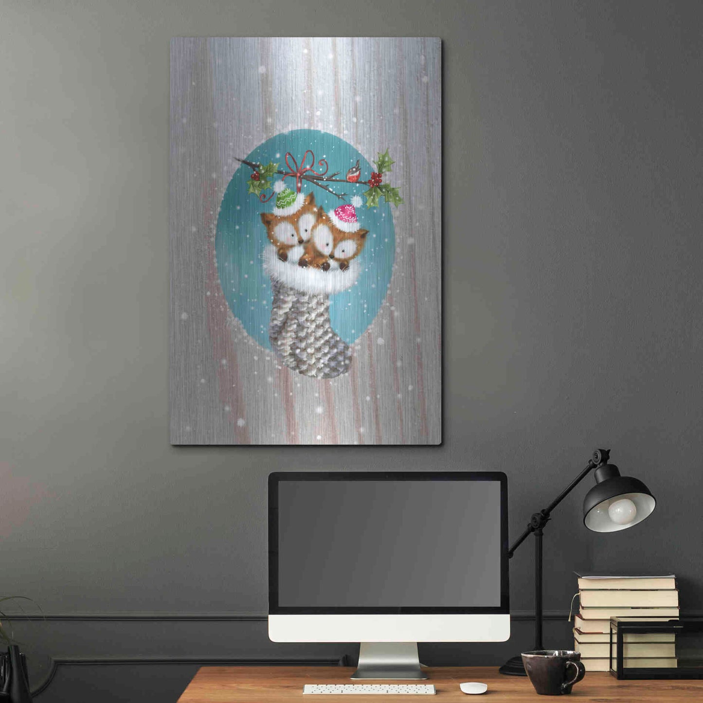 Luxe Metal Art 'Two Fox 2' by Makiko, Metal Wall Art,24x36