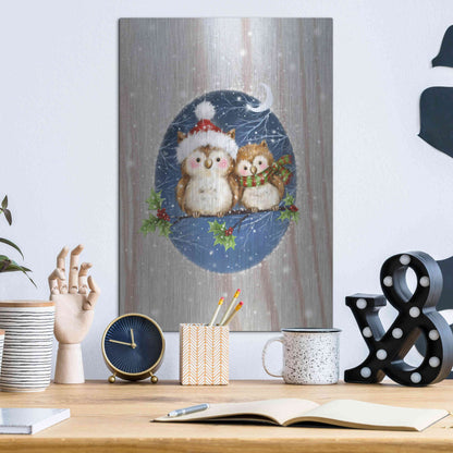 Luxe Metal Art 'Two Owls' by Makiko, Metal Wall Art,12x16