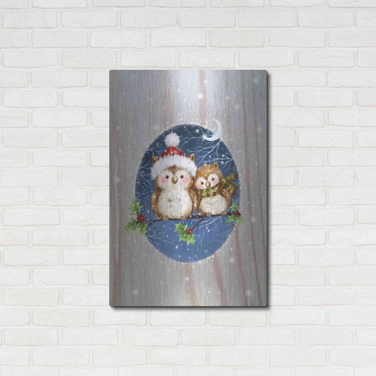 Luxe Metal Art 'Two Owls' by Makiko, Metal Wall Art,24x36
