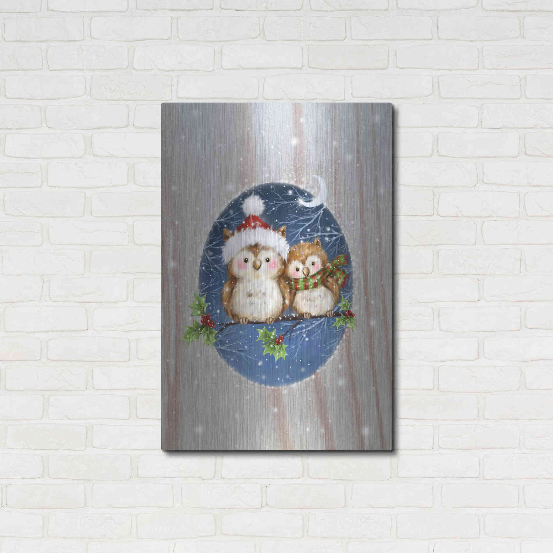 Luxe Metal Art 'Two Owls' by Makiko, Metal Wall Art,24x36