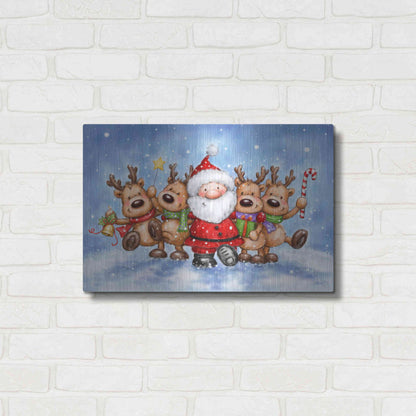 Luxe Metal Art 'Santa With Reindeers' by Makiko, Metal Wall Art,24x16