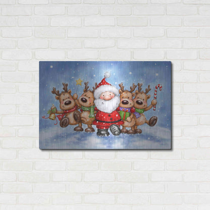 Luxe Metal Art 'Santa With Reindeers' by Makiko, Metal Wall Art,36x24