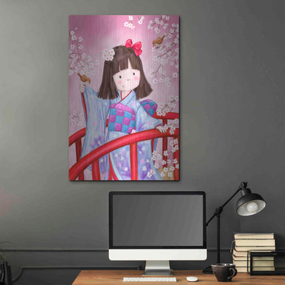 Luxe Metal Art 'Japanese Girl Bird 2' by Makiko, Metal Wall Art,24x36