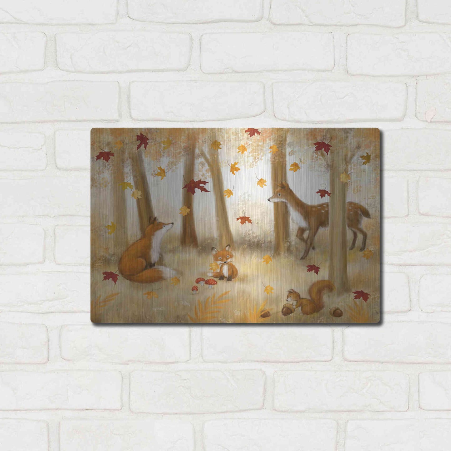 Luxe Metal Art 'Autumn Scene' by Makiko, Metal Wall Art,16x12