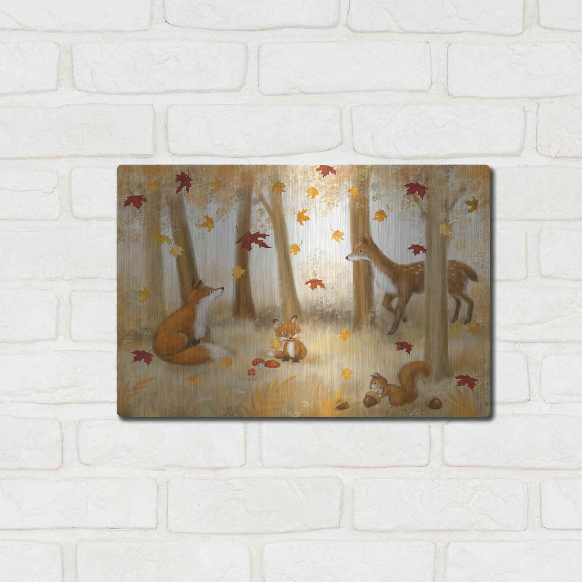 Luxe Metal Art 'Autumn Scene' by Makiko, Metal Wall Art,16x12