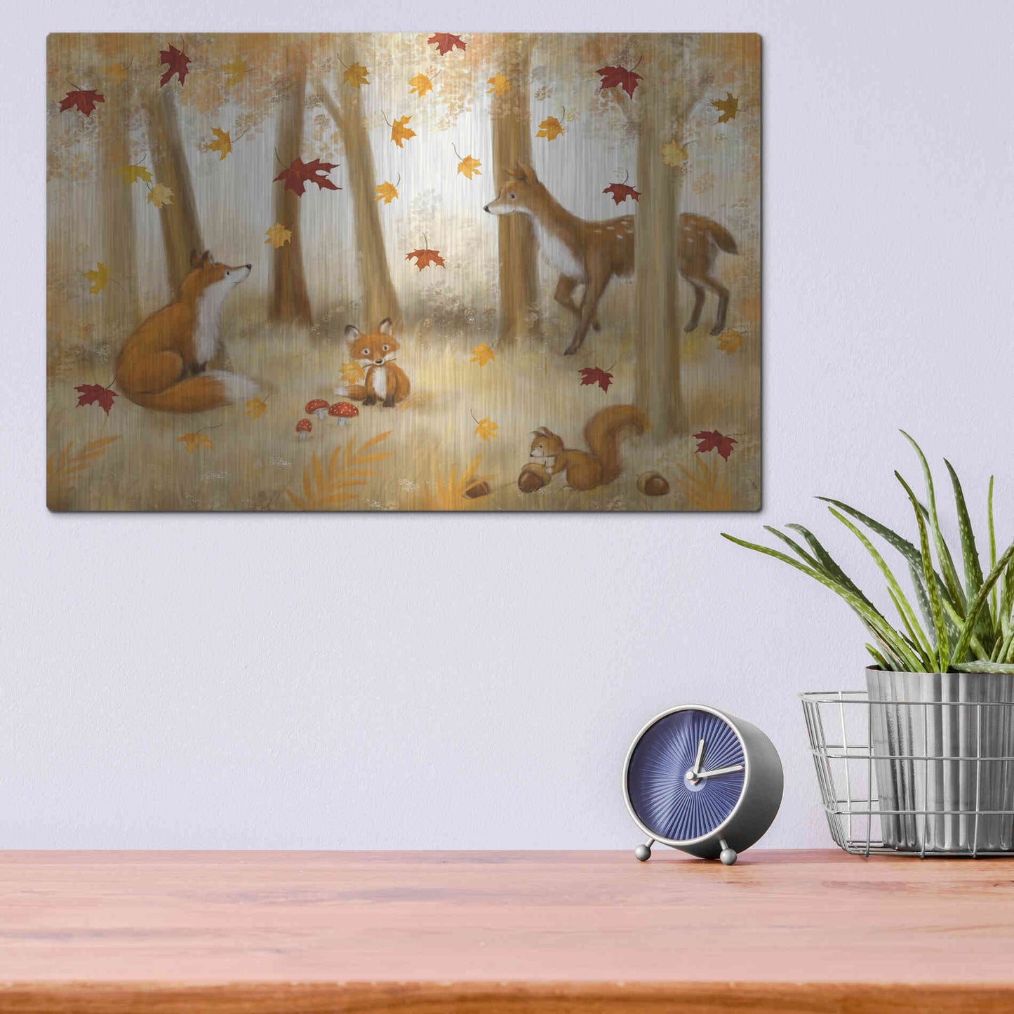 Luxe Metal Art 'Autumn Scene' by Makiko, Metal Wall Art,16x12