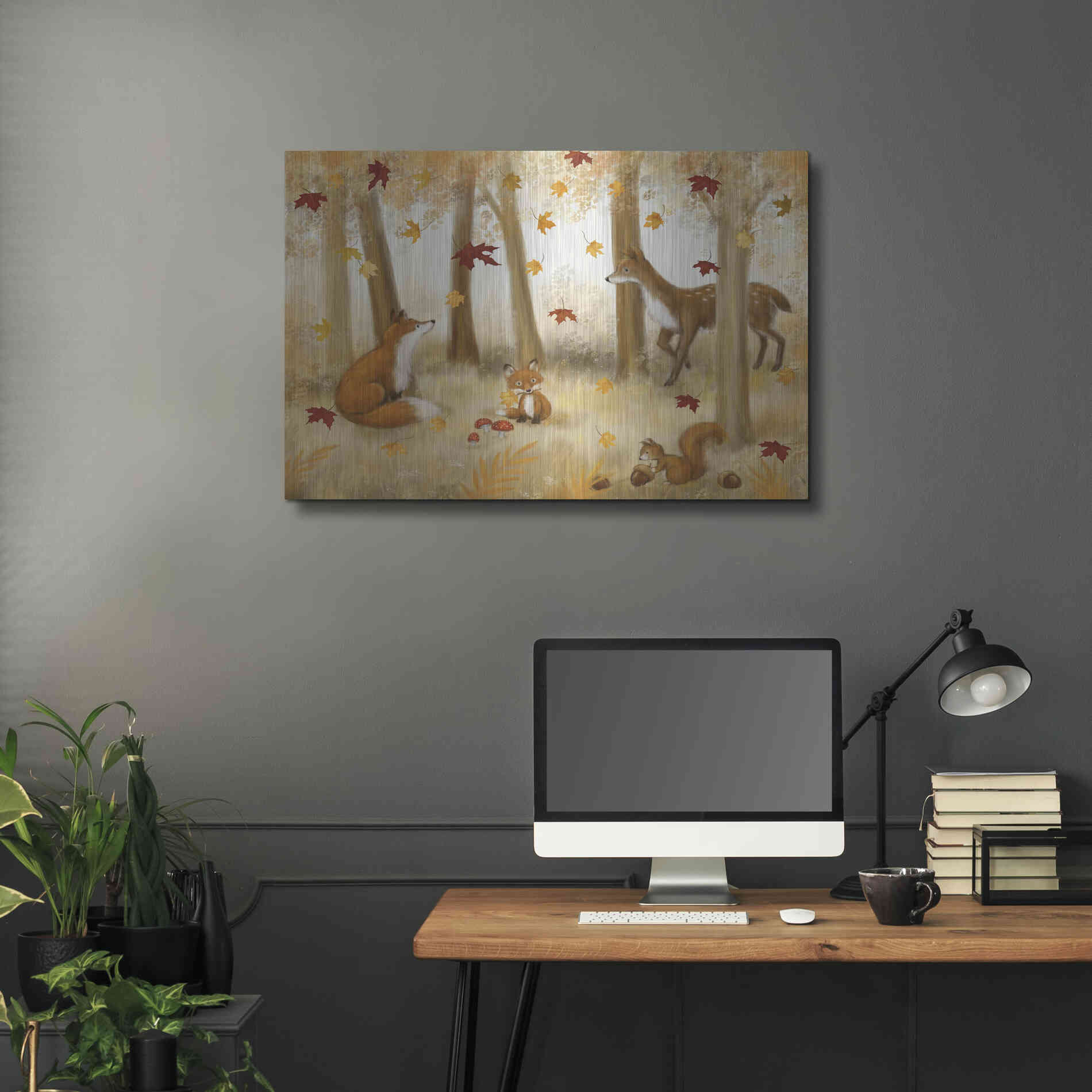 Luxe Metal Art 'Autumn Scene' by Makiko, Metal Wall Art,36x24