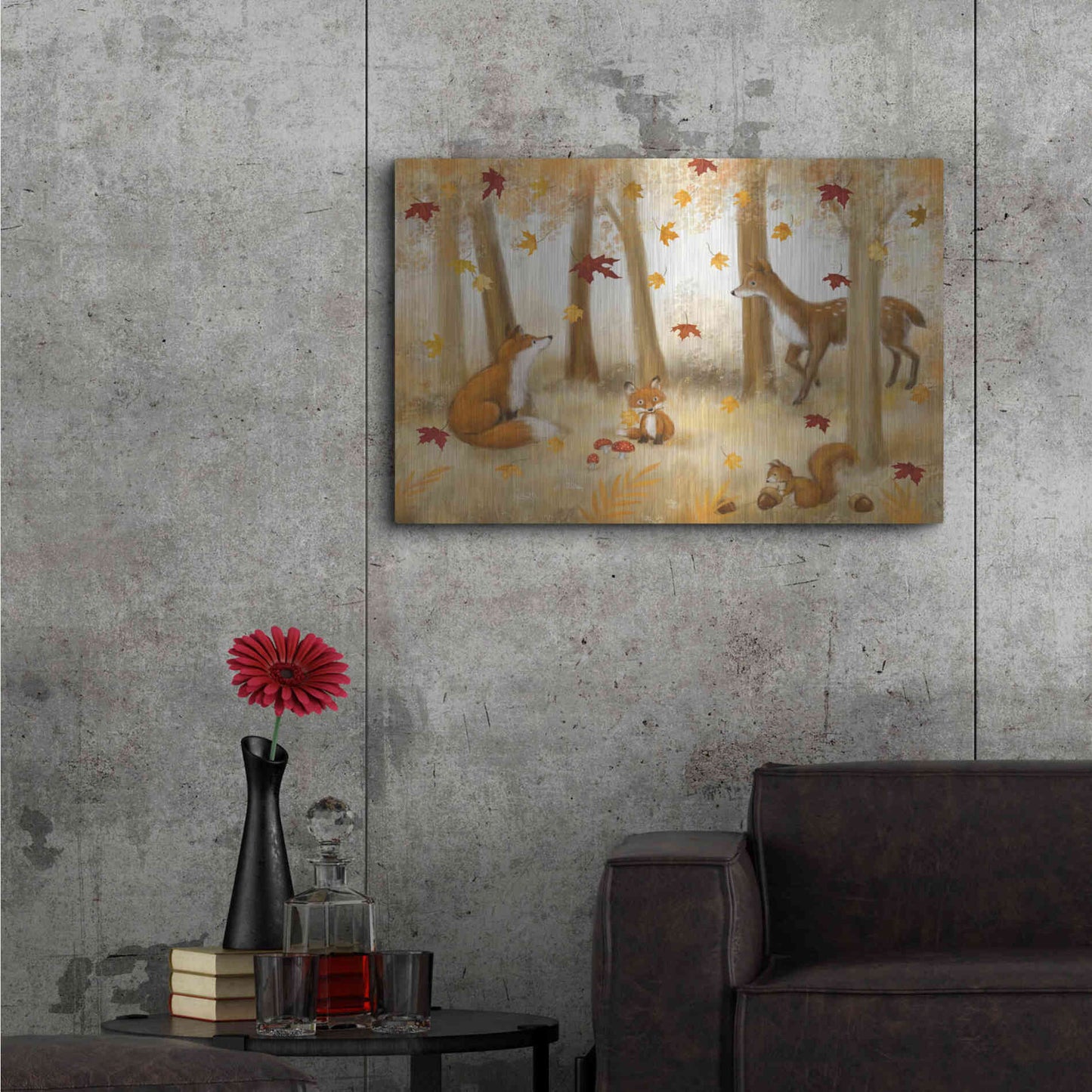 Luxe Metal Art 'Autumn Scene' by Makiko, Metal Wall Art,36x24