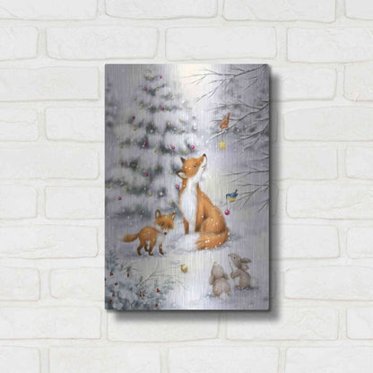 Luxe Metal Art 'Fox in forest' by Makiko, Metal Wall Art,12x16