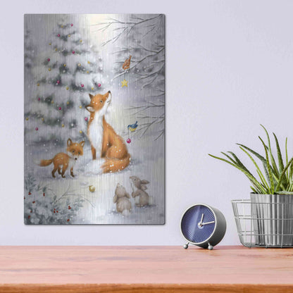 Luxe Metal Art 'Fox in forest' by Makiko, Metal Wall Art,12x16