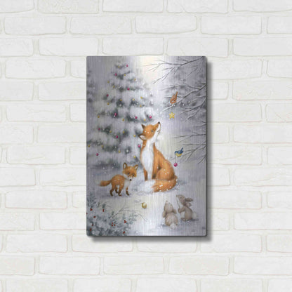 Luxe Metal Art 'Fox in forest' by Makiko, Metal Wall Art,16x24