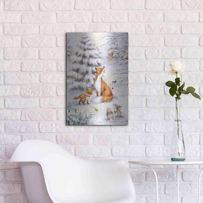 Luxe Metal Art 'Fox in forest' by Makiko, Metal Wall Art,16x24
