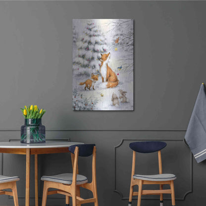 Luxe Metal Art 'Fox in forest' by Makiko, Metal Wall Art,24x36