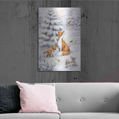Luxe Metal Art 'Fox in forest' by Makiko, Metal Wall Art,24x36