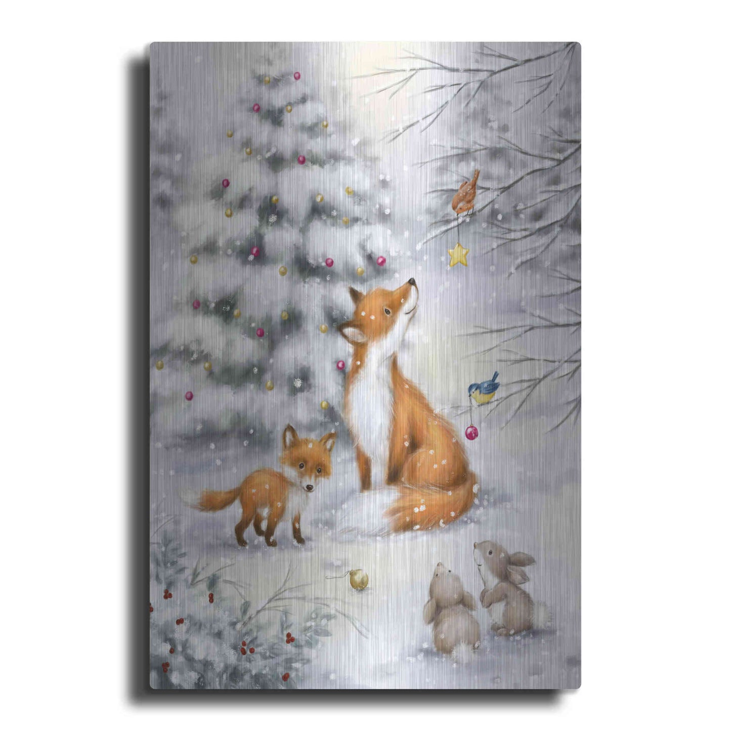 Luxe Metal Art 'Fox in forest' by Makiko, Metal Wall Art