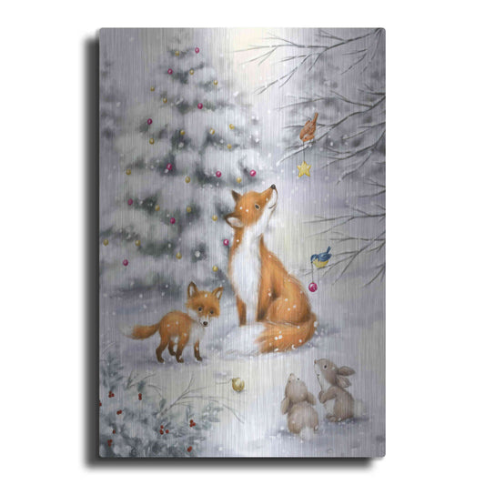 Luxe Metal Art 'Fox in forest' by Makiko, Metal Wall Art