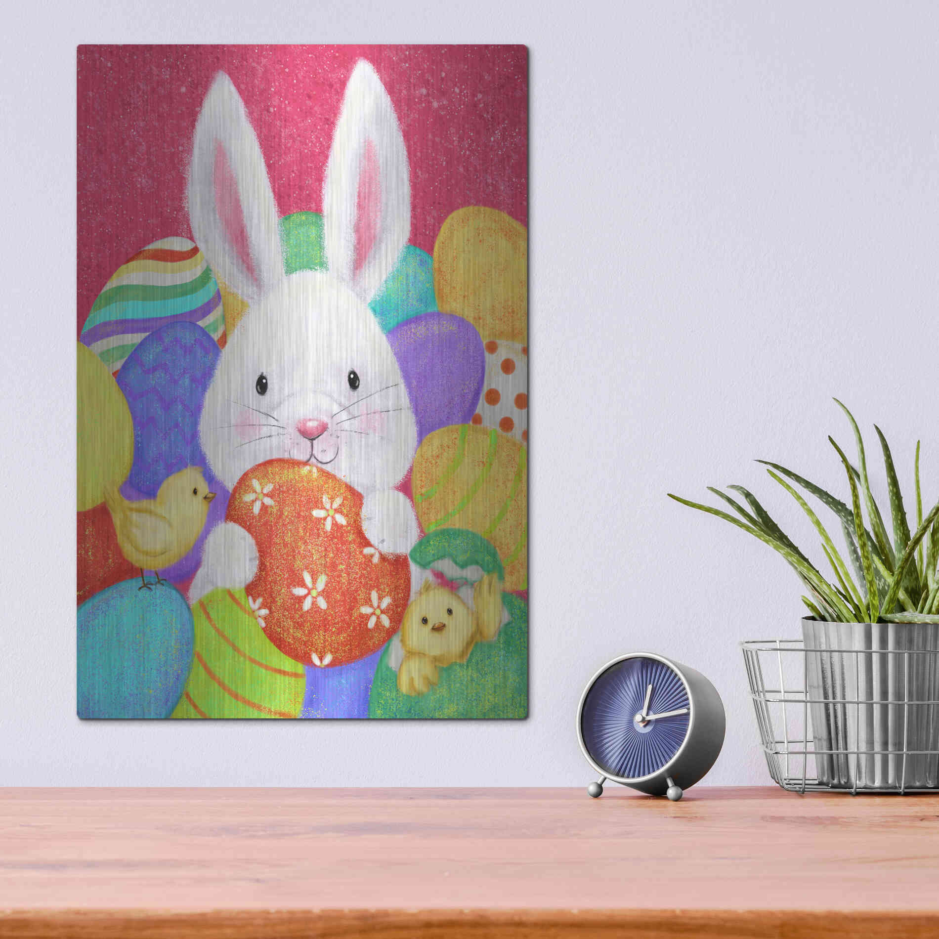 Luxe Metal Art 'Easter Rabbit' by Makiko, Metal Wall Art,12x16