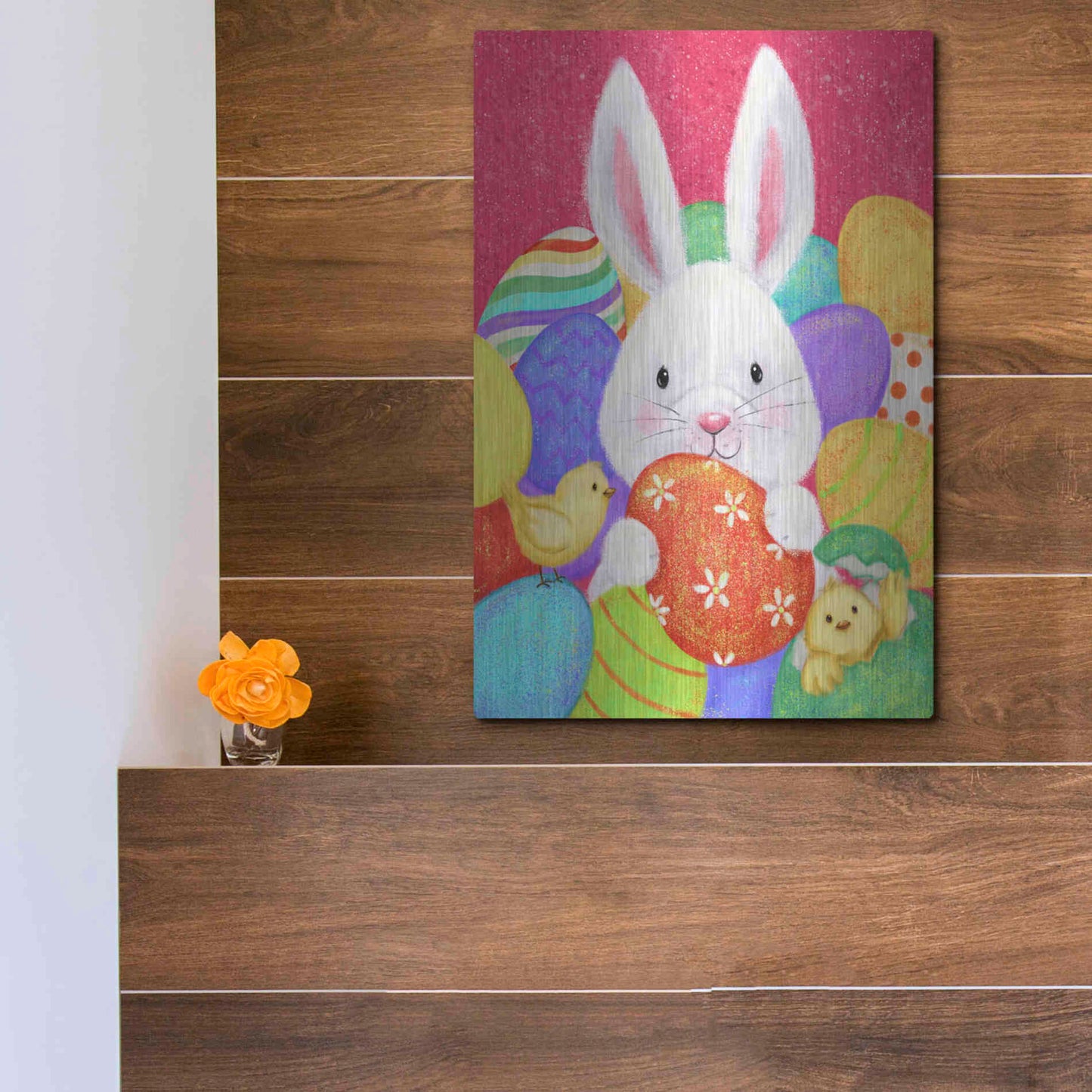 Luxe Metal Art 'Easter Rabbit' by Makiko, Metal Wall Art,12x16