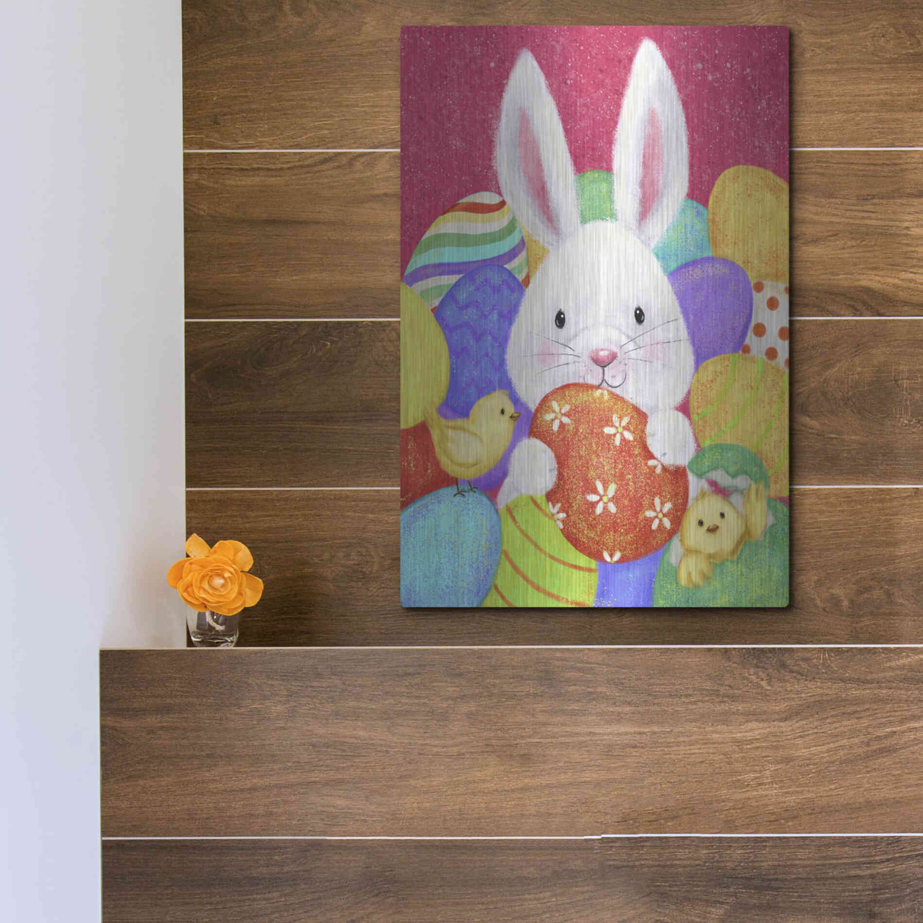 Luxe Metal Art 'Easter Rabbit' by Makiko, Metal Wall Art,12x16