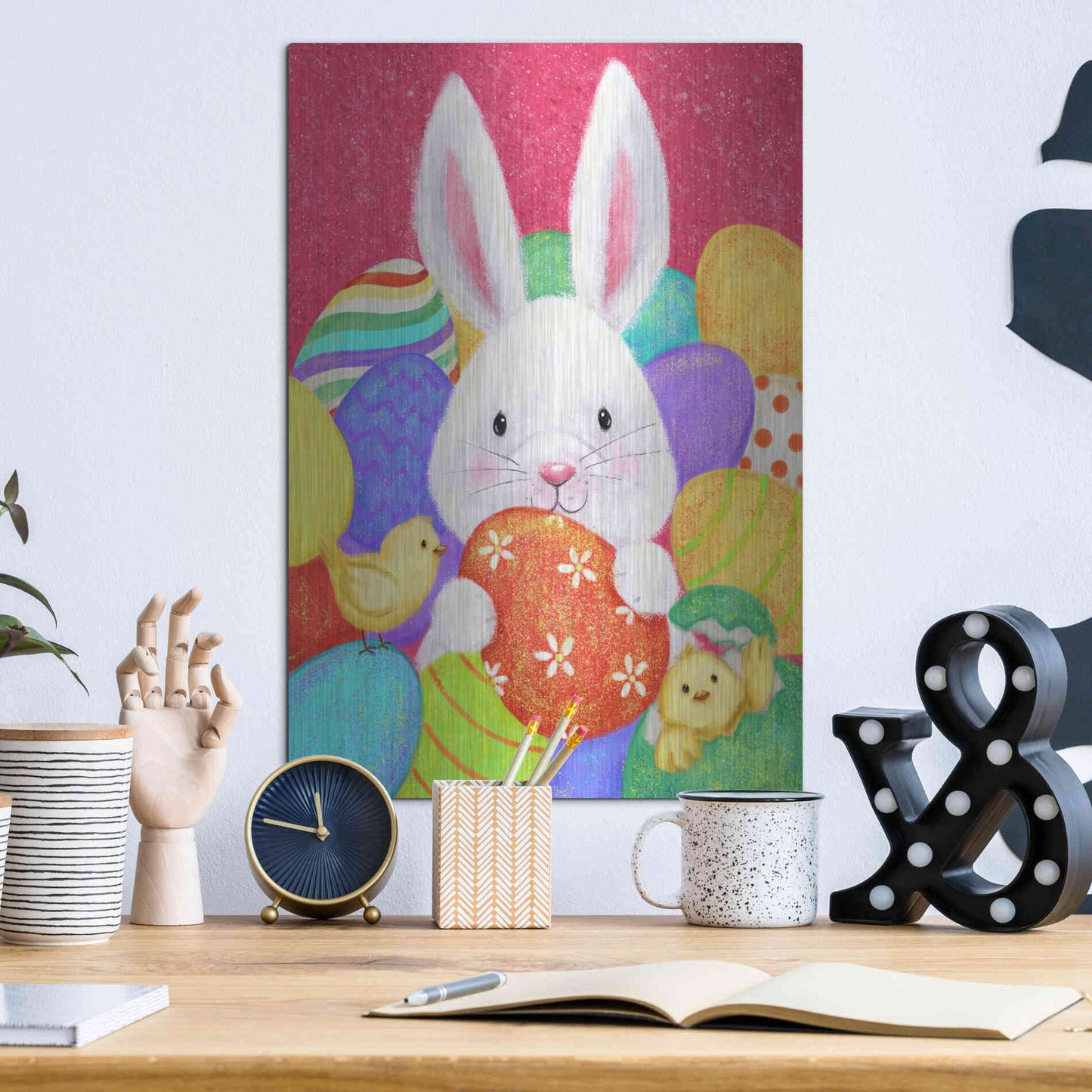 Luxe Metal Art 'Easter Rabbit' by Makiko, Metal Wall Art,12x16