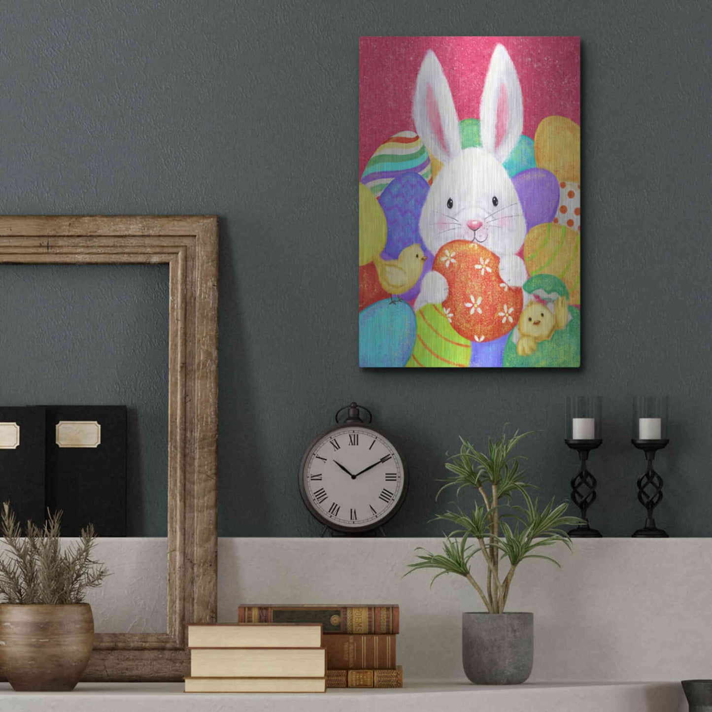 Luxe Metal Art 'Easter Rabbit' by Makiko, Metal Wall Art,12x16