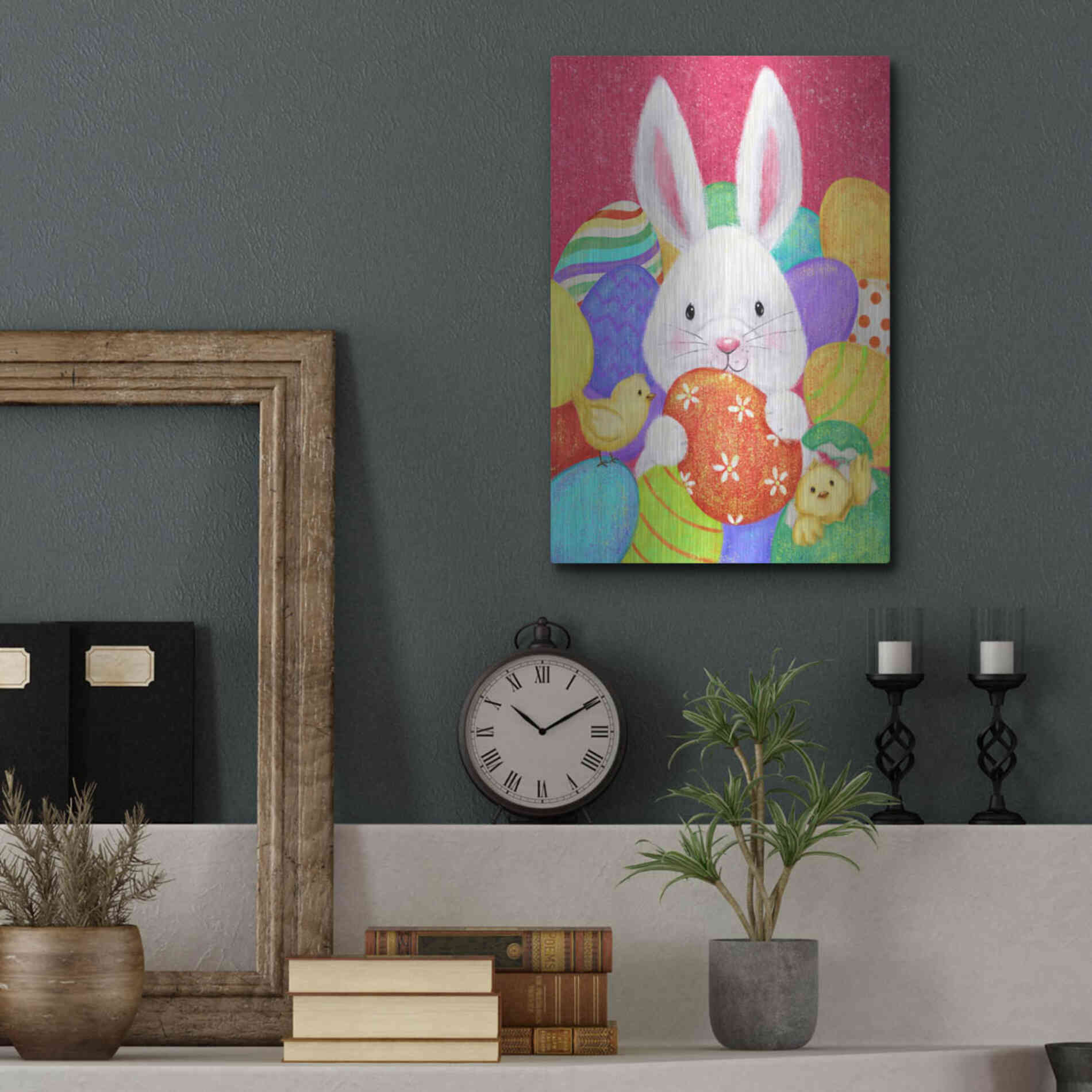 Luxe Metal Art 'Easter Rabbit' by Makiko, Metal Wall Art,12x16