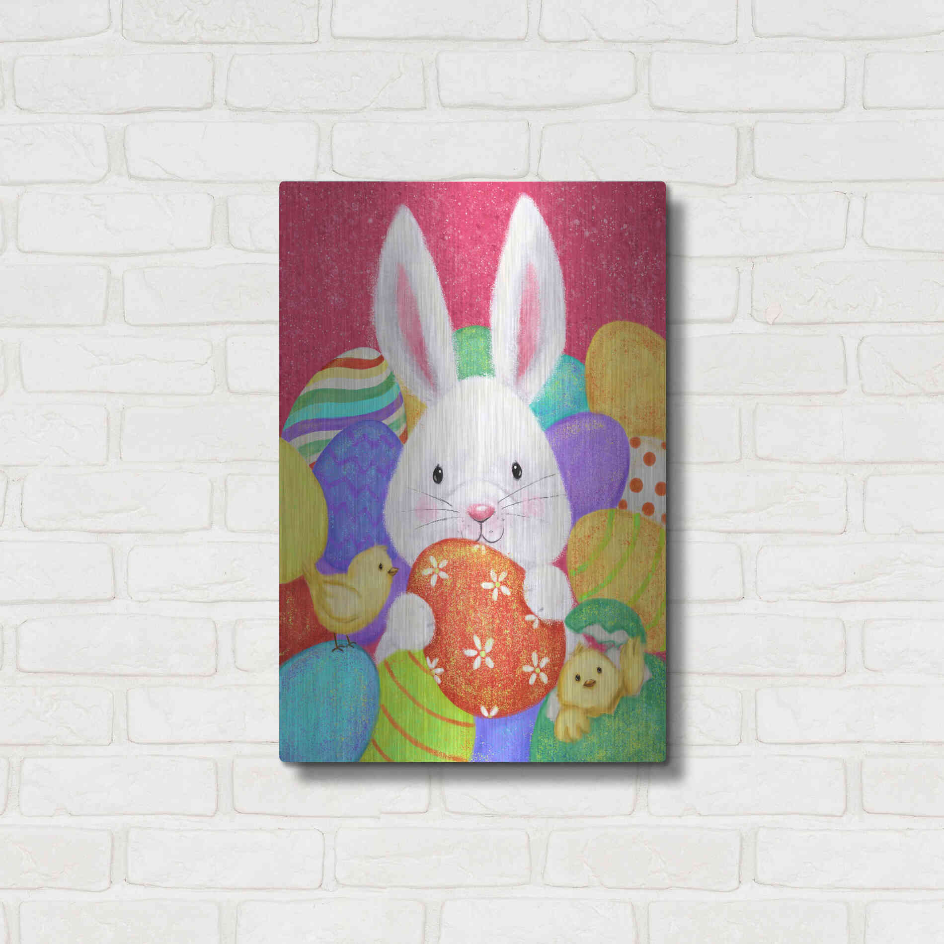 Luxe Metal Art 'Easter Rabbit' by Makiko, Metal Wall Art,16x24