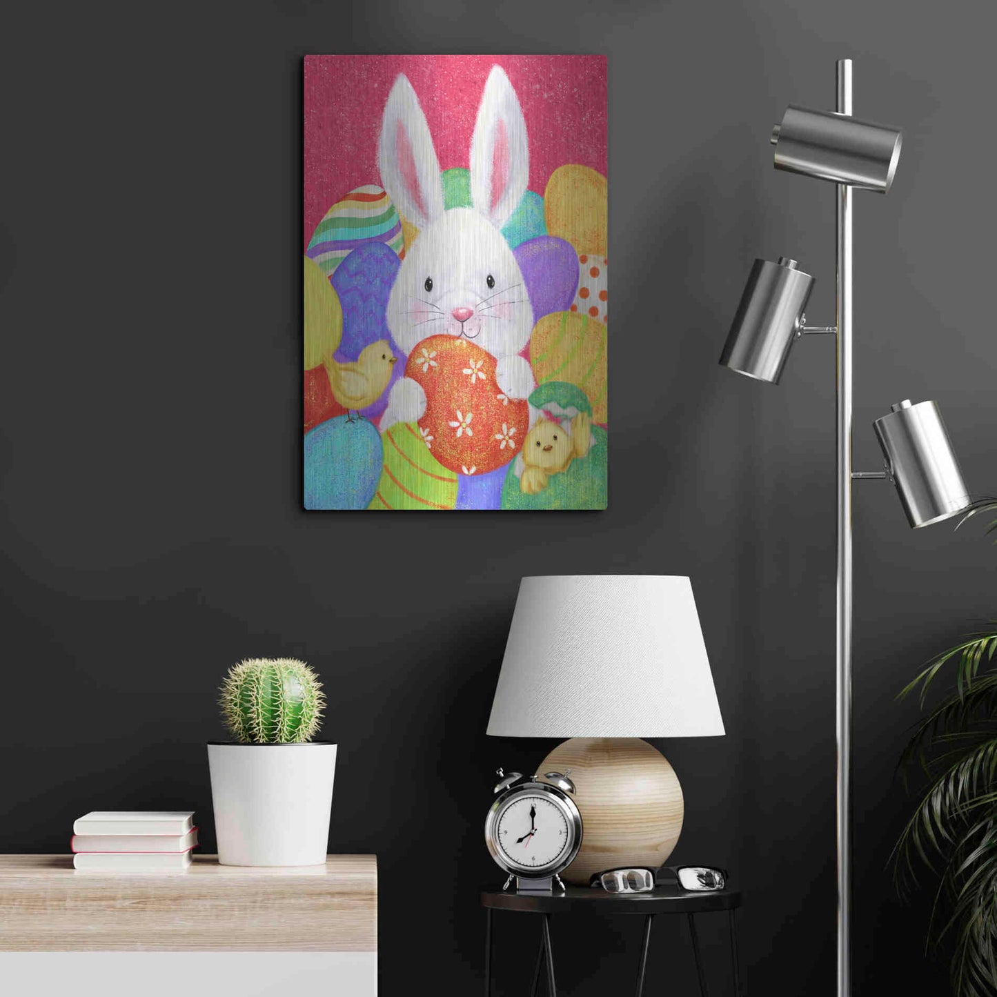 Luxe Metal Art 'Easter Rabbit' by Makiko, Metal Wall Art,16x24