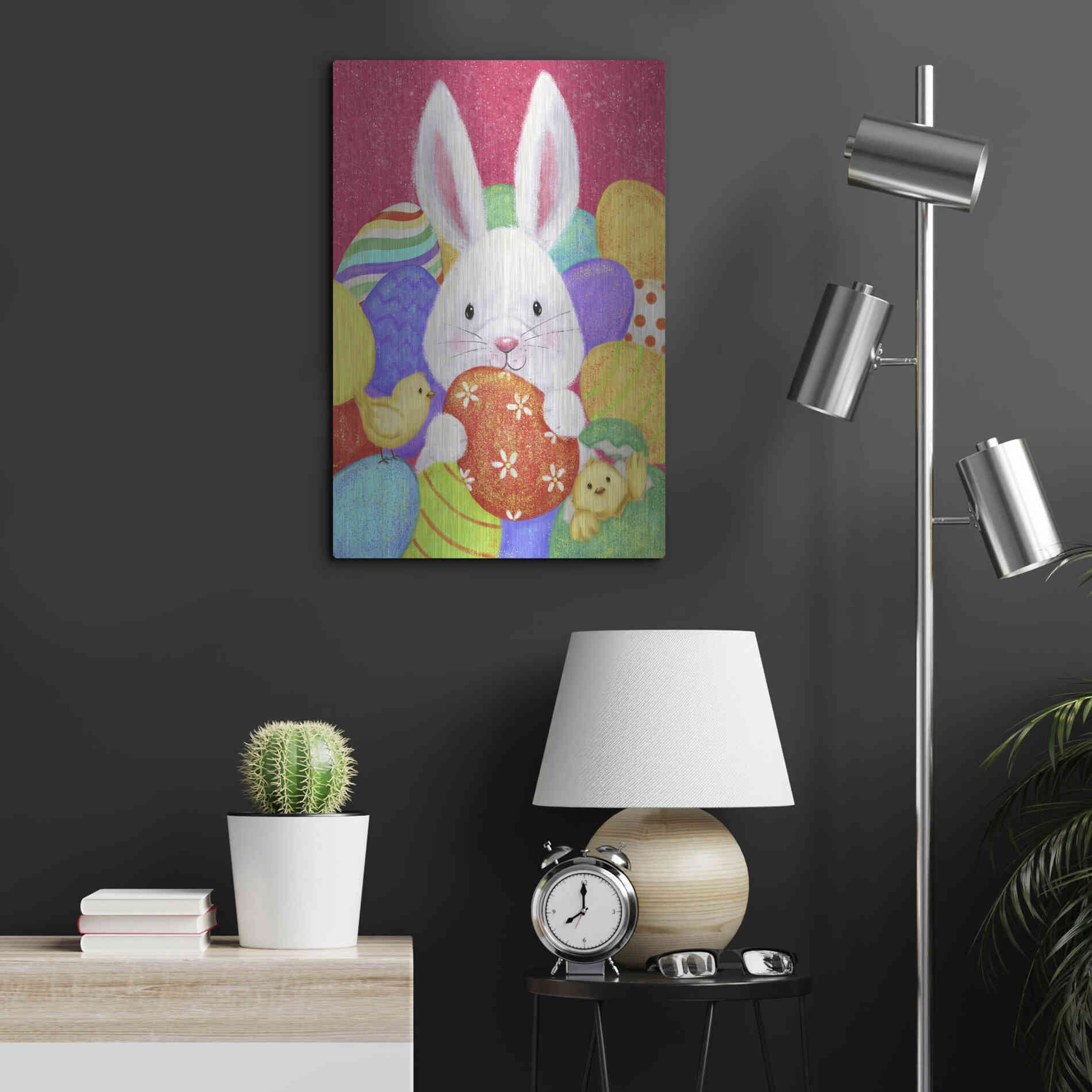 Luxe Metal Art 'Easter Rabbit' by Makiko, Metal Wall Art,16x24