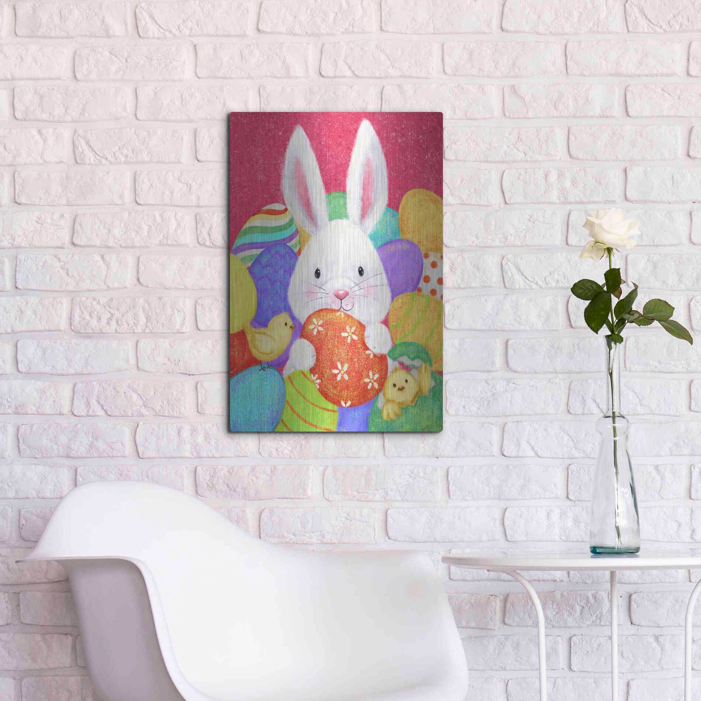 Luxe Metal Art 'Easter Rabbit' by Makiko, Metal Wall Art,16x24