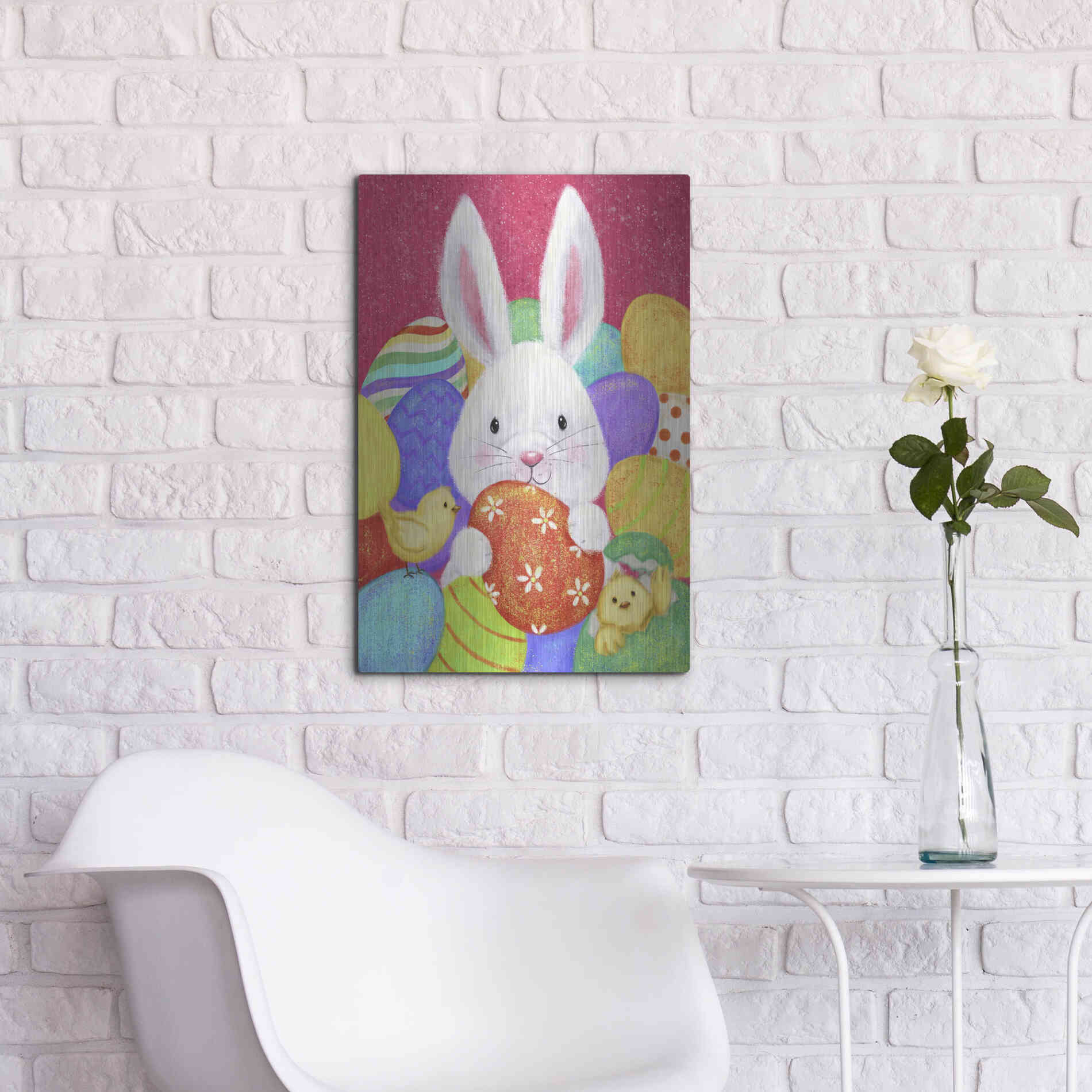 Luxe Metal Art 'Easter Rabbit' by Makiko, Metal Wall Art,16x24