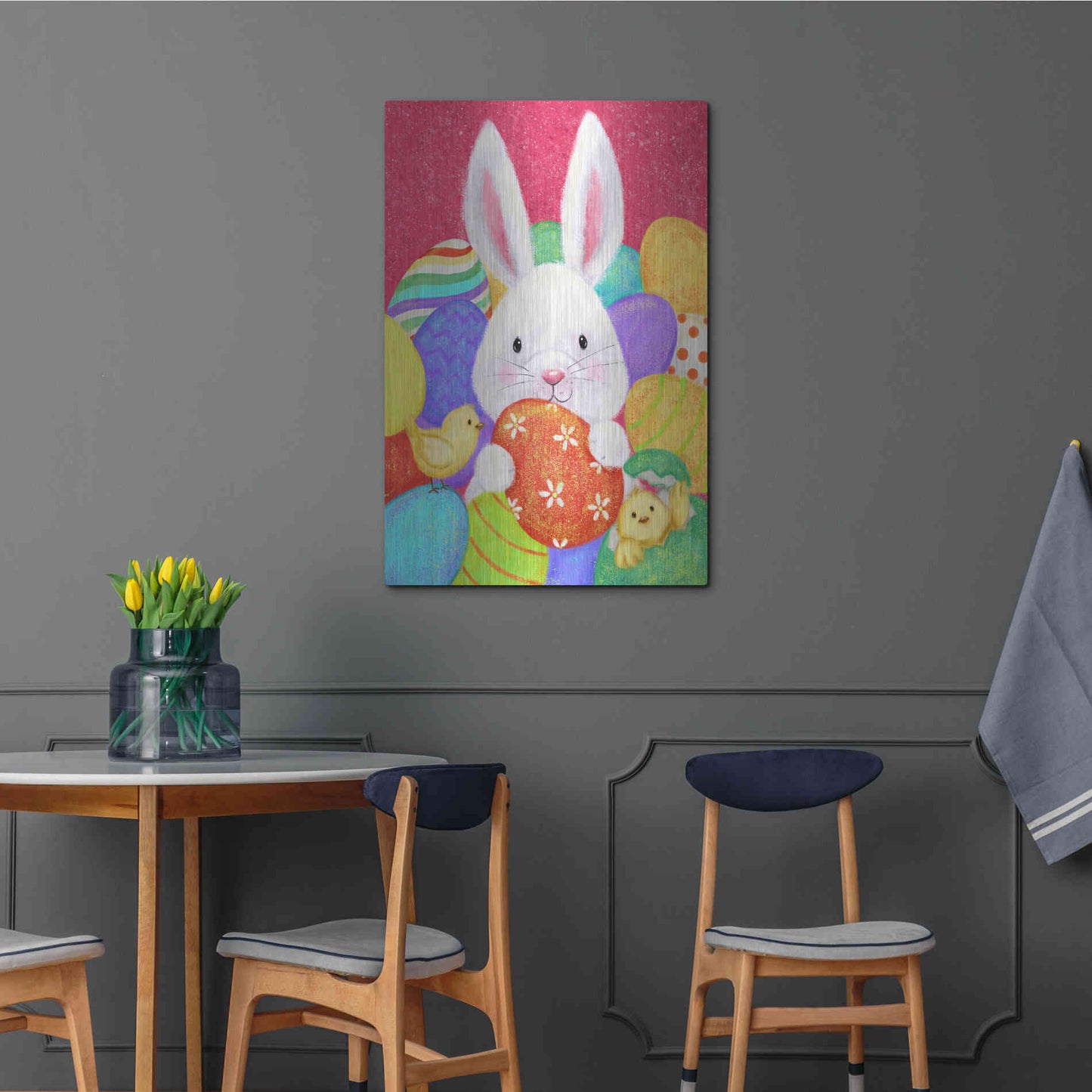 Luxe Metal Art 'Easter Rabbit' by Makiko, Metal Wall Art,24x36