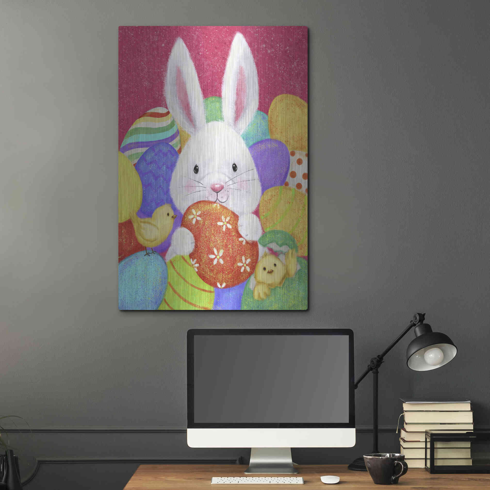 Luxe Metal Art 'Easter Rabbit' by Makiko, Metal Wall Art,24x36