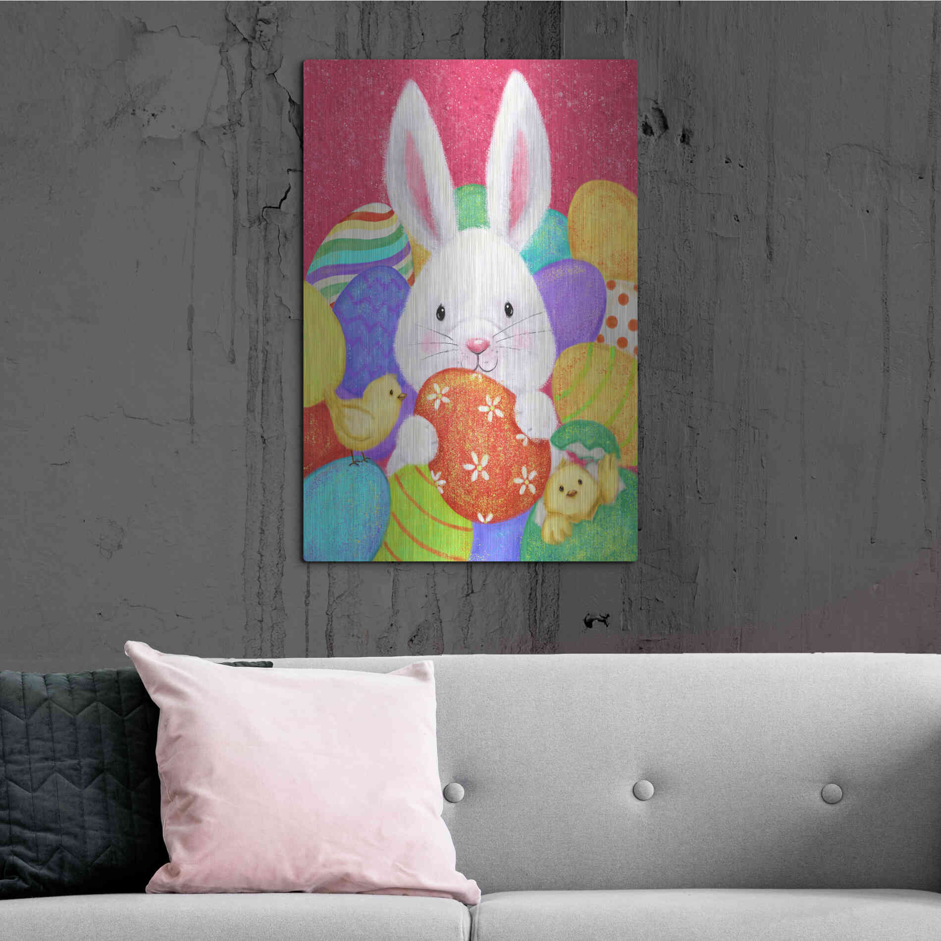 Luxe Metal Art 'Easter Rabbit' by Makiko, Metal Wall Art,24x36