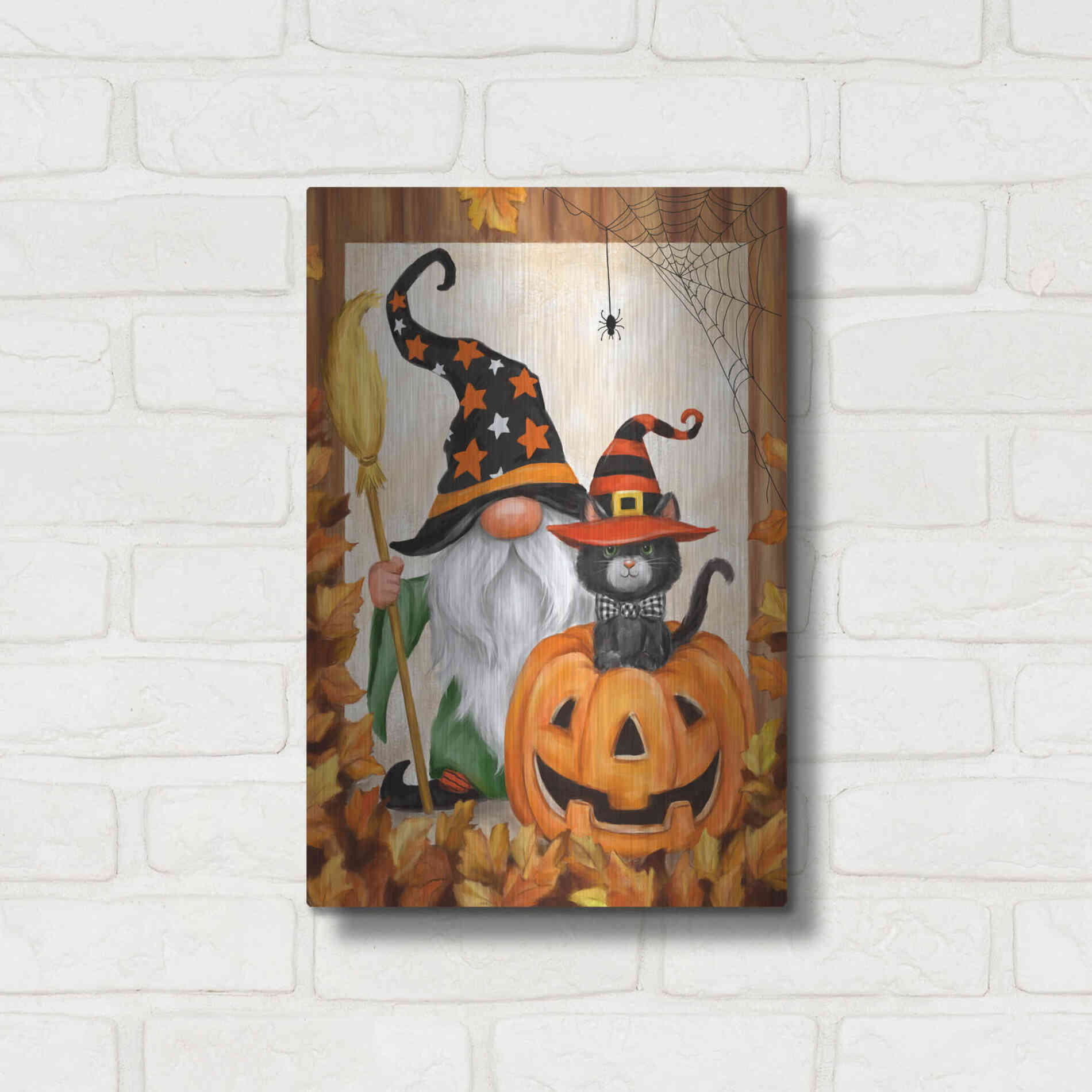 Luxe Metal Art 'Halloween Gnome' by Makiko, Metal Wall Art,12x16