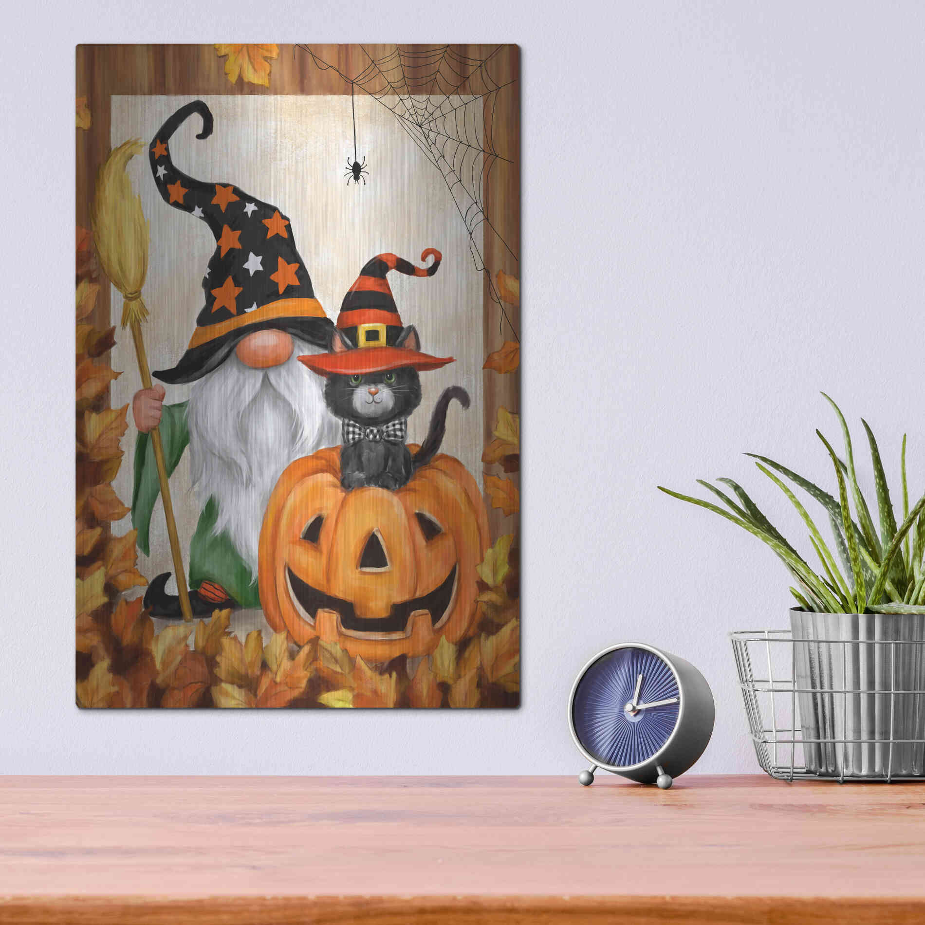 Luxe Metal Art 'Halloween Gnome' by Makiko, Metal Wall Art,12x16