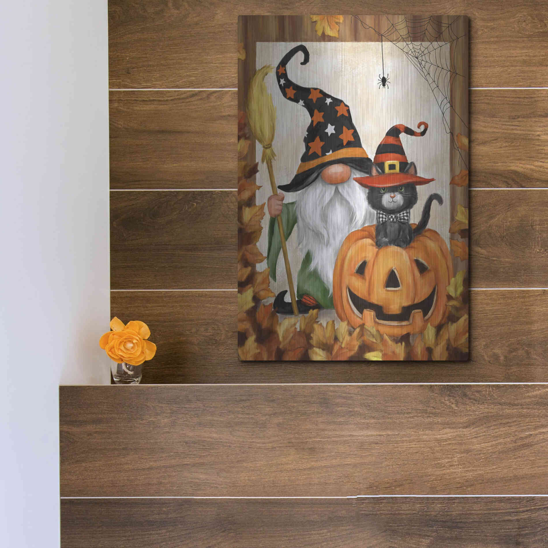 Luxe Metal Art 'Halloween Gnome' by Makiko, Metal Wall Art,12x16