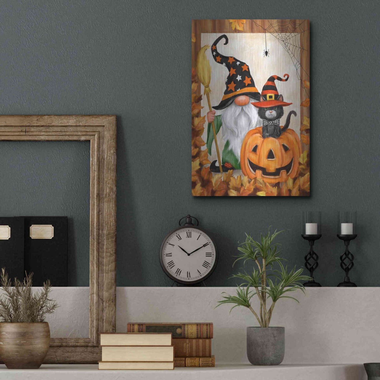 Luxe Metal Art 'Halloween Gnome' by Makiko, Metal Wall Art,12x16