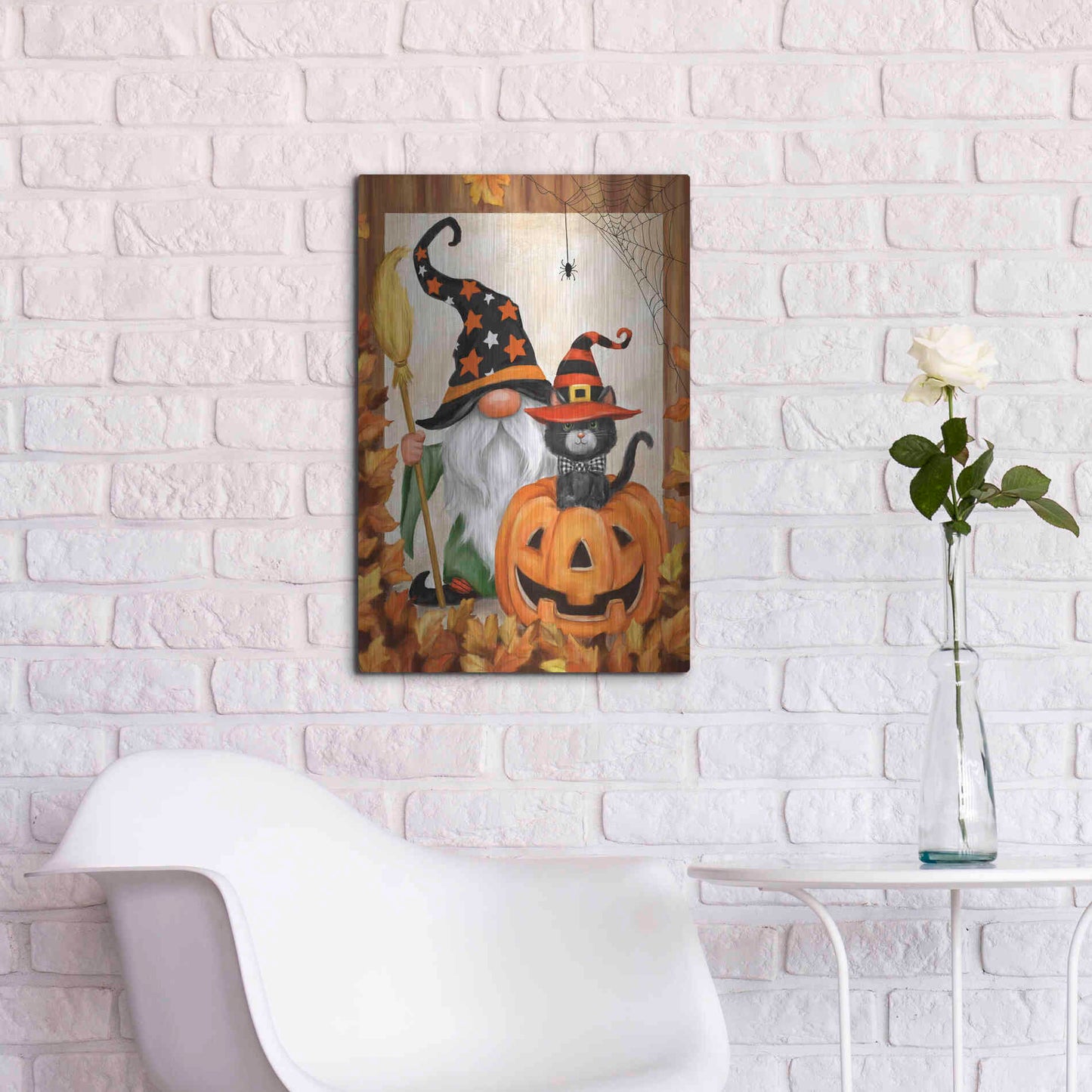 Luxe Metal Art 'Halloween Gnome' by Makiko, Metal Wall Art,16x24
