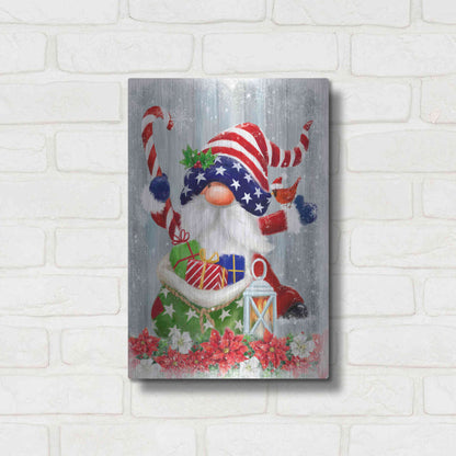 Luxe Metal Art 'American Christmas Gnome' by Makiko, Metal Wall Art,12x16