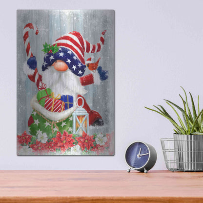 Luxe Metal Art 'American Christmas Gnome' by Makiko, Metal Wall Art,12x16