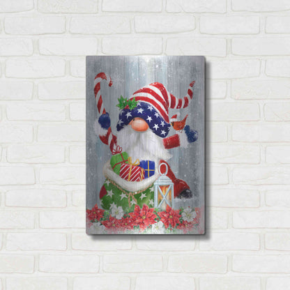 Luxe Metal Art 'American Christmas Gnome' by Makiko, Metal Wall Art,16x24