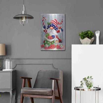 Luxe Metal Art 'American Christmas Gnome' by Makiko, Metal Wall Art,16x24